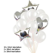 Kidspartim Beyaz Lateks ve Folyo Balon Seti