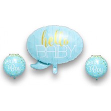 Kidspartim Hello Baby Mavi Folyo Balon 3 Lü