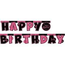 Kidspartim Pınk Stars Happy Bırthday Uzar Yazı Banner