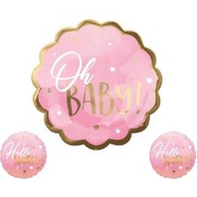 Kidspartim Hello Baby Pembe 3 Lü Folyo Balon
