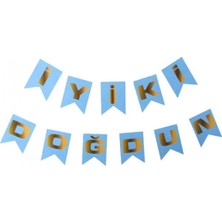 Kidspartim Mavi Üzeri Gold Balık Sırtı Banner