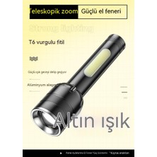 Go Biz LED Acil Güçlü Işık Uzun Menzilli Açık El Feneri, USB Şarj Çıkışı Alüminyum El Feneri, Güçlü Çok Amaçlı El Feneri Kamp Işığı Reflektör (Yurt Dışından)