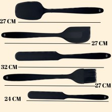 Multiamo Silikon Spatula Seti 5 Parça Düz/Sivri Spatula Pastacı Spatulası + Yumurta Fırçası