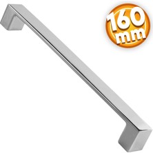 Badem10 Bihter Düz Mobilya Mutfak Dolabı Çekmece Dolap Kapak Kulpu Kulbu KROM160 mm Metal Kulp