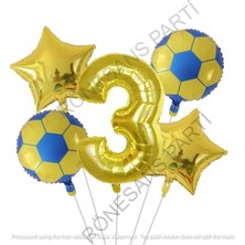 Rönesans Parti Sarı Lacivert Futbol Topu Folyo Balon Seti Yaş 3