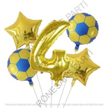 Rönesans Parti Sarı Lacivert Futbol Topu Folyo Balon Seti Yaş 4