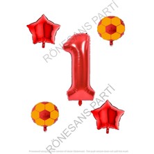 Rönesans Parti Sarı Kırmızı Futbol Topu Folyo Balon Seti Yaş 1