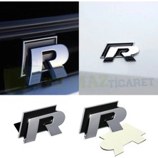 Yılmazetic Volkswagen R Logo Amblem Panjur Bagaj Ön Arka Set Paslanmaz Çelik Siyah