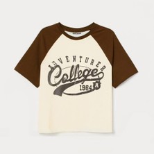 Favorim50Ton Adventure College Kahverengi Raglan Yarım T-Shirt