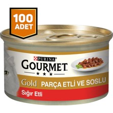 Purina Purinagourmet Gold Parça Sığır Etli Soslu Kedi Konserve Mama 100 x 85 Gr.