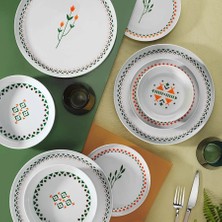 Kütahya Porselen Moderna 24 Parça Beyaz Desenli Yemek Seti 6 Kişilik Porselen Malzeme