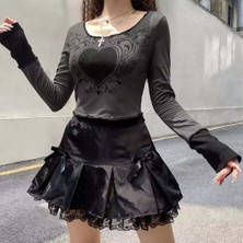 Favorim50Ton Harajuku Fashion Gothic Heart Uzun Kollu