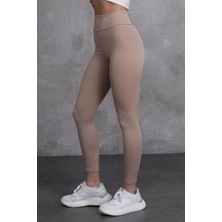 Cramp Sport  Bej Kadın Yüksek Bel Toparlayıcılı Slim Fit Dar Paça Tayt