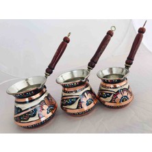 Zinnun Bakır Mine İşlemeli Cezve Takımı 5/6/8 Kişilik