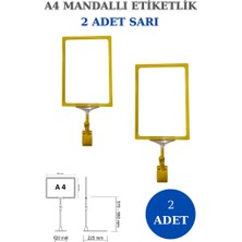 Manken İstanbul 2 Adet Sarı A4 Mandallı Raf Sepet Etiketi Çerçeveli Etiketlik Eşek-Askılık Etiketlik