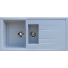 Vinox Granit Eviye Gri 1,5 Göz Damlalıklı Mutfak Evyesi 100x50Cm (VX-100)
