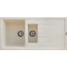 Vinox Granit Eviye Bej 1,5 Göz Damlalıklı Mutfak Evyesi 100x50Cm (VX-100)