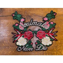 Gönülden Tasarım 29X25 cm Nakış Işlemeli Çiçekli Yazılı Aplike Arma Yama Dikiş Aksesuarı