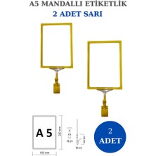 Manken İstanbul 2 Adet Sarı A5 Mandallı Raf Etiketi Sepet Etiketi Çerçeveli Etiketlik Eşek-Askılık Etiketi