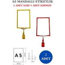 Manken İstanbul 2 Adet Sarı Kırmızı A5 Mandallı Raf Etiketi Sepet Etiketi Çerçeveli Etiketlik Eşek-Askılık Etiketi