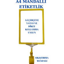 Manken İstanbul 4 Adet Sarı Lacivert A4 Mandallı Raf Etiketi Sepet Etiketi Çerçeveli Etiketlik Eşek-Askılık Etiketi