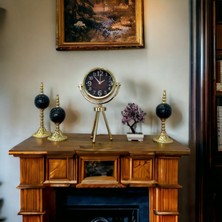 Bahat Gold Metal Ofis Salon Otel Ayaklı Masa Saati 26*45 cm M23