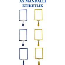 Manken İstanbul 6 Adet Sarı Lacivert A5 Mandallı Raf Etiketi Sepet Etiketi Çerçeveli Etiketlik Eşek-Askılık Etiketi