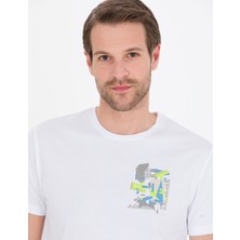 Pierre Cardin Erkek Beyaz Slim Fit Baskılı Bisiklet Yaka Tişört 50263926-VR013