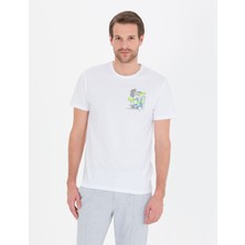 Pierre Cardin Erkek Beyaz Slim Fit Baskılı Bisiklet Yaka Tişört 50263926-VR013