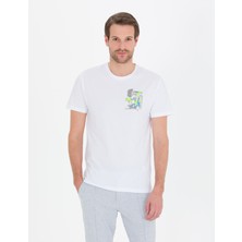 Pierre Cardin Erkek Beyaz Slim Fit Baskılı Bisiklet Yaka Tişört 50263926-VR013