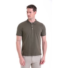 Hatemoğlu Haki Düz Comfort Fit Pamuk Polo Yaka Tişört