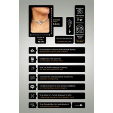 Furtek Aksesuar Kadın Kalp Model Zirkon Taşlı Gümüş Pırlanta Düğün Nişan Gelin Abiye Tasma Gerdanlık Kolye Choker
