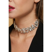 Furtek Aksesuar Kadın Çok Çeşit Model Zirkon Taşlı Pırlanta Gümüş Kolye Abiye Düğün Nişan Gelin Gerdanlık Choker