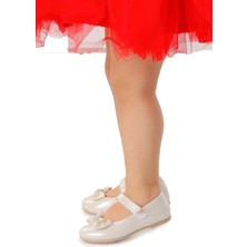 Kiko Kids Cırtlı Fiyonklu Kız Çocuk Babet Ayakkabı Ege 201 Cilt Sedef