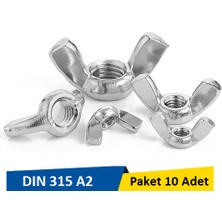 Norm M6 Inox Paslanmaz Kelebek Somun Paket 10 Adet