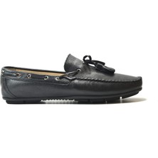 Onlo Ayakkabı TP.006 Hakiki Deri Siyah Püsküllü Loafer Erkek Ayakkabı