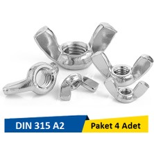 Norm M12 Inox Paslanmaz Kelebek Somun Paket 4 Adet