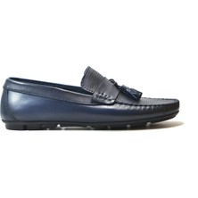 Onlo Ayakkabı TP.006 Hakiki Deri Lacivert Püsküllü Loafer Erkek Ayakkabı