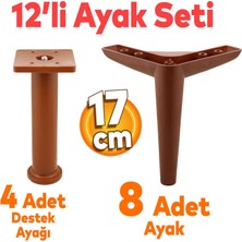 Badem10 Piko Mobilya Ayağı 12'li Set Robot Süpürge Için Koltuk Kanepe Sehpa Destek 17 Cm Kahverengi Ayakları