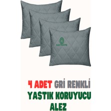 Nart Home  4 Adet  Gri  Renkli Kapitoneli Yastık Alezi Yastık Koruyucu Yastık Kılıfı  Pamuklu Kumaş