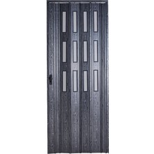 Sarpaş Akordiyon Kapı 102x183 Karaağaç Camlı 12 mm Katlanır Akordeon PVC