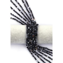 Alibaba Doğaltaş Siyah Akik Doğal Taş Dizi 4 mm Fasetli Küre Kesim