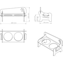 Özel Isim Baskılı, Ahşap, Kademeli, Eğimli, Çelik Kaseli, Kedi-Köpek Mama ve Su Kabı Stantı