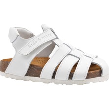 Kids A More Lino Unisex Deri Çocuk Sandalet Beyaz
