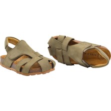 Kids A More Arezzo Unisex Deri Çocuk Sandalet Haki