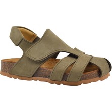 Kids A More Arezzo Unisex Deri Çocuk Sandalet Haki
