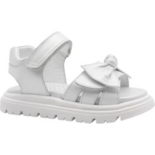 Kids A More Mia Çift Cırtlı Hakiki Deri Kız Çocuk Sandalet Beyaz
