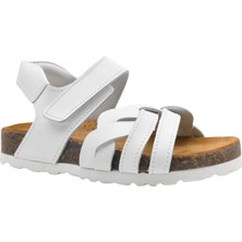 Kids A More Ellison Tek Cırtlı Deri Kız Çocuk Sandalet Beyaz