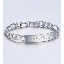 Güneş Avm Isme Özel Isim Yazılı Figaro Çelik Erkek Bileklik