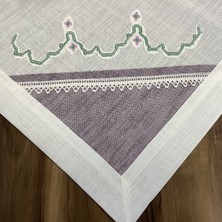 Oya Home Mor Patch Dantel&kaneviçe Aplikeli Kare Örtü  - 100 x 100 cm